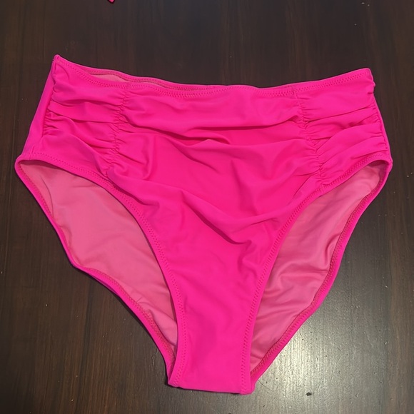 Blooming Jelly High Waisted Bikini Halter Criss Cross Wrap Swim Suit Hot Pink - Picture 3 of 15